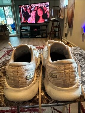 Neutral Beige Athletic Sneakers - Back View Brooks